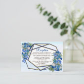 Geometrisch - Navy-Gold Flower Bouquet Theme Informatiekaartje (Staand voorkant)