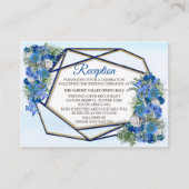 Geometrisch - Navy-Gold Flower Bouquet Theme Informatiekaartje (Voorkant)
