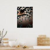 Geometrisch neon futuristisch extrusiepatroon poster (Keuken)