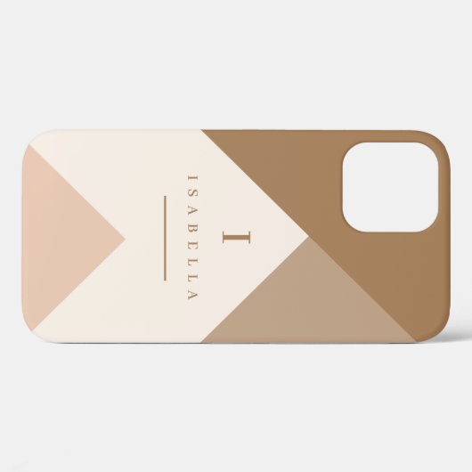 Geometrisch Neutraal Bruin & Tan - Monogram - Case-Mate iPhone Case (Achterkant (horizontaal))