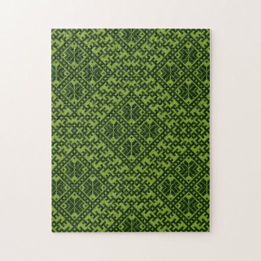 Geometrisch noords patroon in groen legpuzzel (Verticaal)