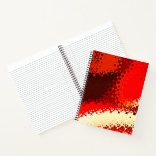 Geometrisch notitieboek in levendig rood en beige