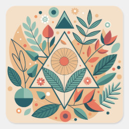 Geometrisch Oerwoud gebladerte Vierkante Sticker