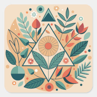 Geometrisch Oerwoud gebladerte Vierkante Sticker