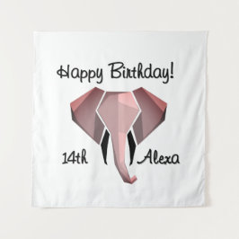 Geometrisch olifantenkop verjaardag leeftijd en na wandkleed