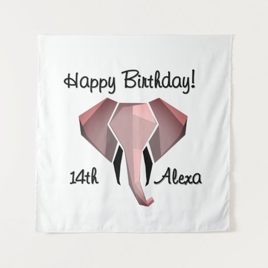 Geometrisch olifantenkop verjaardag leeftijd en na wandkleed (Voorkant)