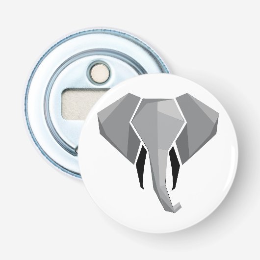 Geometrisch Olifantshoofd  Button Flesopener (Voorkant)