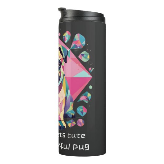 Geometrisch ontmoet schattig met onze speelse pug thermosbeker (Geroteerd rechts)
