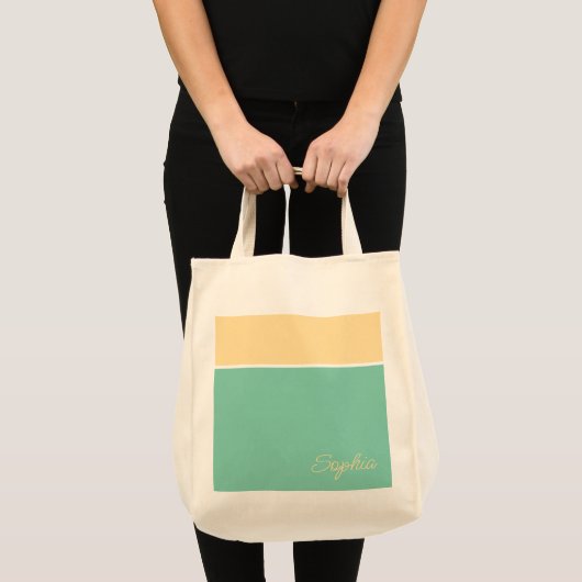 Geometrisch ontwerp, Bord geel & Blauwgroen, Naam Tote Bag (Voorkant (product))