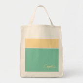 Geometrisch ontwerp, Bord geel & Blauwgroen, Naam Tote Bag (Voorkant)