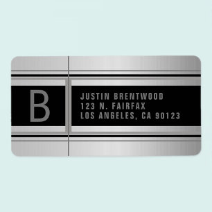 Geometrisch ontwerp Faux Metal Return Address Etiket