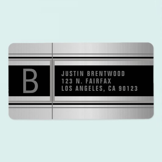 Geometrisch ontwerp Faux Metal Return Address Etiket