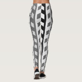 Geometrisch ontwerp, grijs, zwart, wit, leggings (Achterkant)