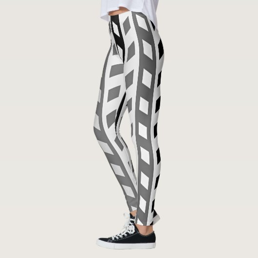 Geometrisch ontwerp, grijs, zwart, wit, leggings (Links)