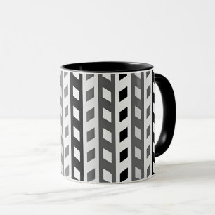 Geometrisch ontwerp, grijs, zwart, wit, mok
