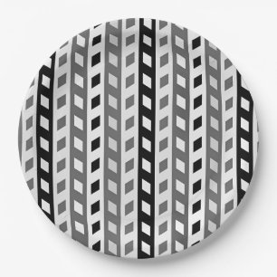 Geometrisch ontwerp, grijs, zwart, wit, papieren bordje