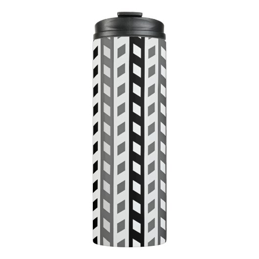 Geometrisch ontwerp, grijs, zwart, wit, thermosbeker (Voorkant)