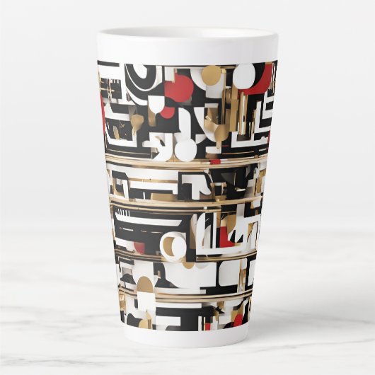 Geometrisch ontwerp groot latte mok (Voorkant)