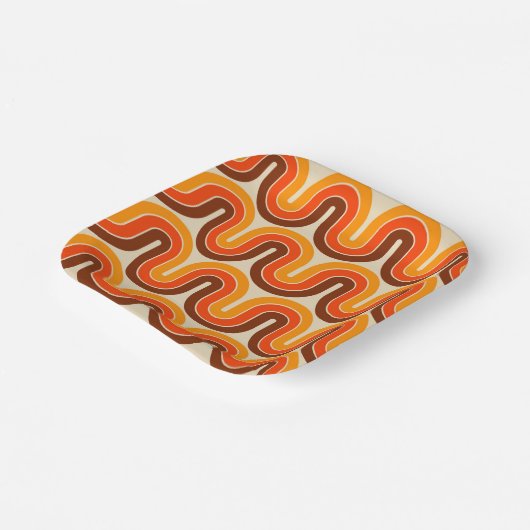 Geometrisch ontwerp in jaren '70 papieren bordje (Gebogen)
