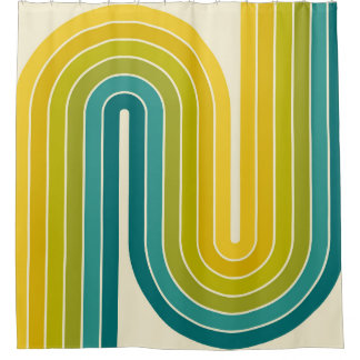 Geometrisch ontwerp in retro- stijl douchegordijn