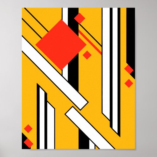 Geometrisch ontwerp met vette lijnen & rode diaman poster (Voorkant)