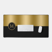 Geometrisch ontwerp met zwart en goud splitscreen bureaumat (Keyboard & Muis)