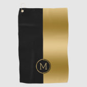 Geometrisch ontwerp met zwart en goud splitscreen golfhanddoek (Voorkant)