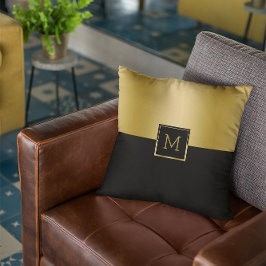 Geometrisch ontwerp met zwart en goud splitscreen kussen