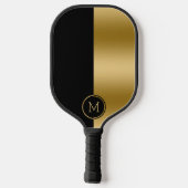 Geometrisch ontwerp met zwart en goud splitscreen pickleball paddle (Achterkant)