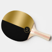 Geometrisch ontwerp met zwart en goud splitscreen tafeltennisbatje (Zijkant)