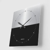 Geometrisch ontwerp met zwart/zilver split-screen vierkante klok (Hoek)