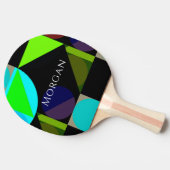 Geometrisch ontwerp, naam, Blauw Zwart Blauwgroen  Tafeltennisbatje (Zijkant)