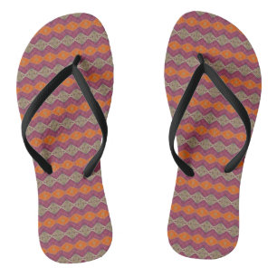 Geometrisch ontwerp oranje paars beige teenslippers