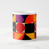 Geometrisch ontwerp, rood Oranje Paars blk, naam,  Grote Koffiekop (Voorkant)