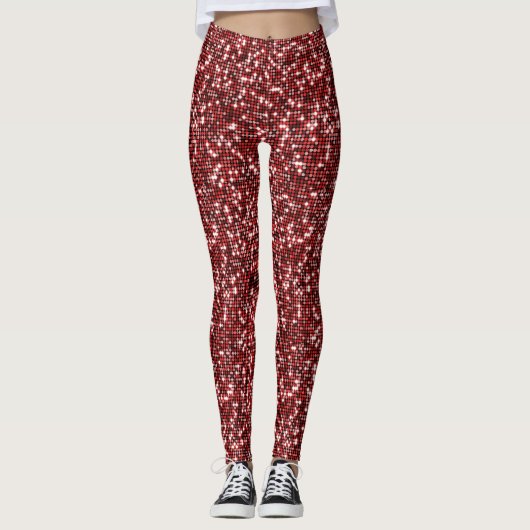 Geometrisch ontwerp van de rode vlakke sequin leggings (Voorkant)