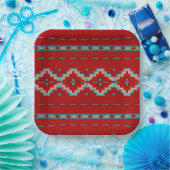 Geometrisch ontwerp van de Zuidwest-Mesas Red en T Papieren Bordje (Feest)