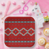 Geometrisch ontwerp van de Zuidwest-Mesas Red en T Papieren Bordje (Feest)