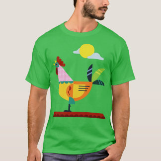 Geometrisch ontwerp van kip t-shirt
