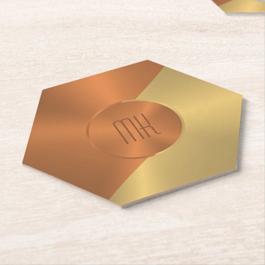 geometrisch ontwerp van metaal- en goudtextuur kartonnen onderzetters (Schuin)