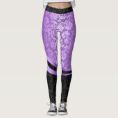 Geometrisch ontwerp van Paarse en zwarte dampmaske Leggings (Voorkant)