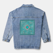 Geometrisch ontwerp voor de zuidwestelijke Turquoi Denim Jacket (Achterkant)