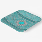 Geometrisch ontwerp voor de zuidwestelijke Turquoi Papieren Bordje (Gebogen)