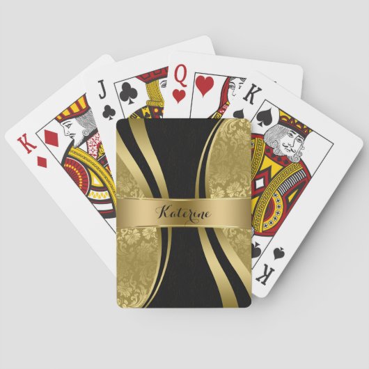 Geometrisch ontwerp voor zwarte en gouden maskers pokerkaarten (Achterkant)