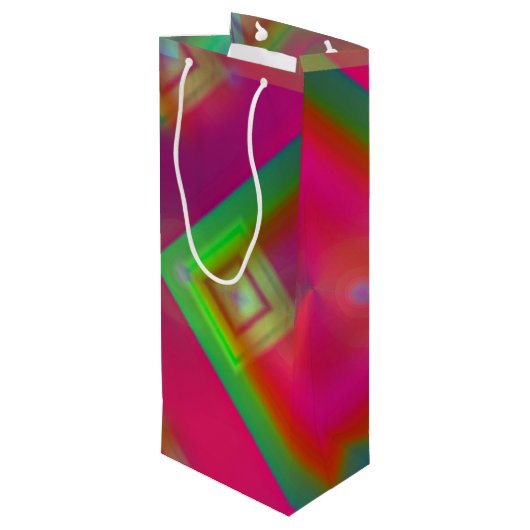 Geometrisch ontwerp wijn cadeautas (Achterkant Gekanteld)
