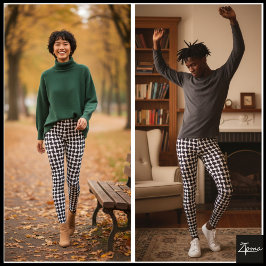 Geometrisch oogpatroon wit en zwart  leggings