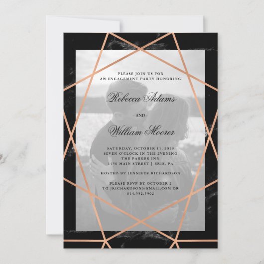 Geometrisch op zwarte marmer | Foto Engagement Par Kaart (Voorkant)