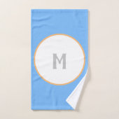 Geometrisch Oranje blauw zilver monogram Bad Handdoek (Handdoek)