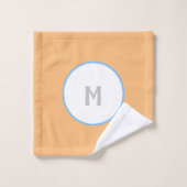 Geometrisch Oranje blauw zilver monogram Bad Handdoek (Wasdoekje)