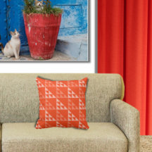 Geometrisch Oranje Driehoekspatroon - Worpkussen