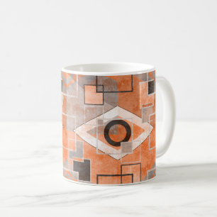 Geometrisch oranje grijs glanzend, stijlvol koffiemok